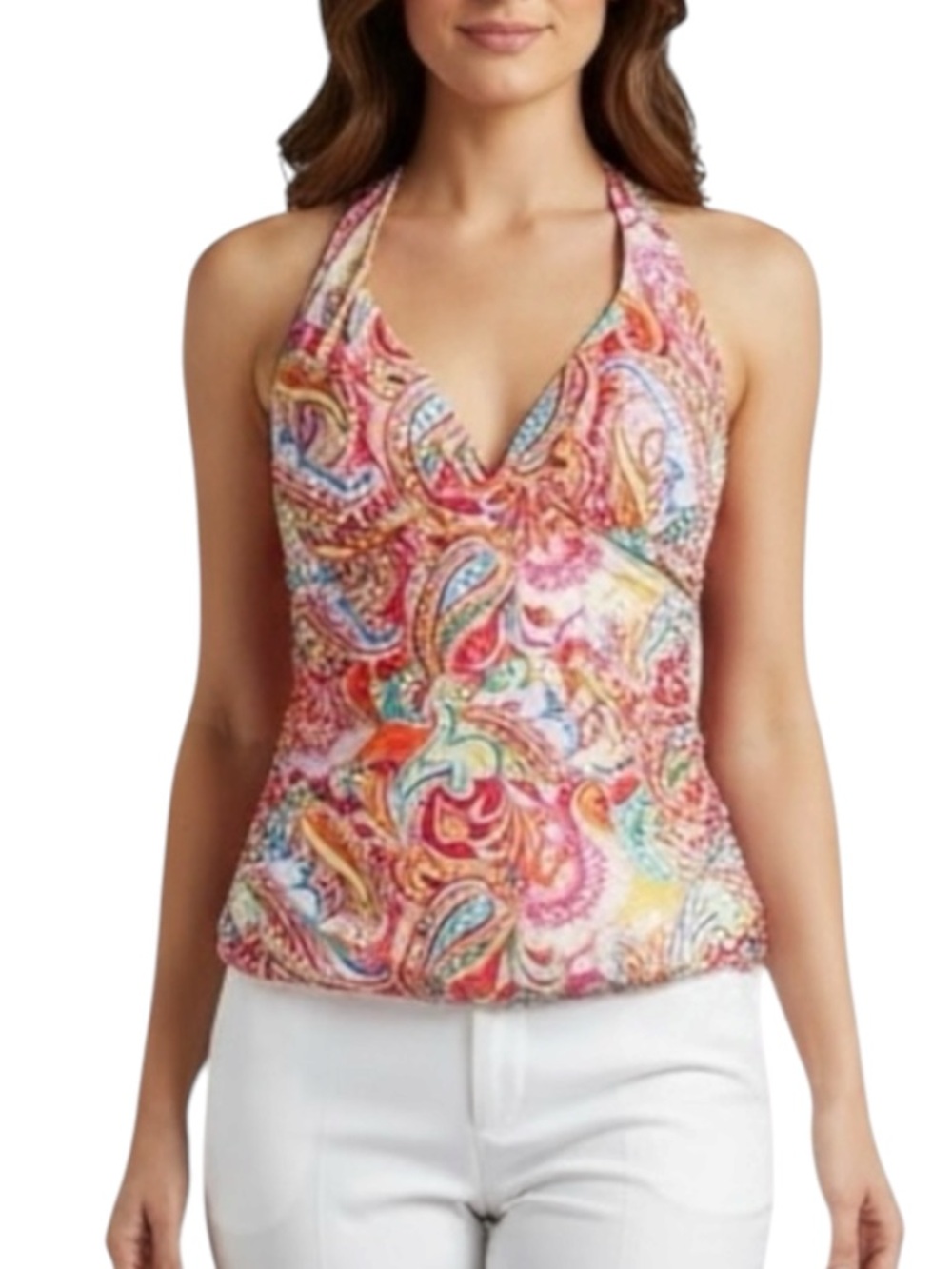 LAUREN RALPH LAUREN Colorful Paisley Halter Top Size 12 — SIMPLY GORGEOUS!!!